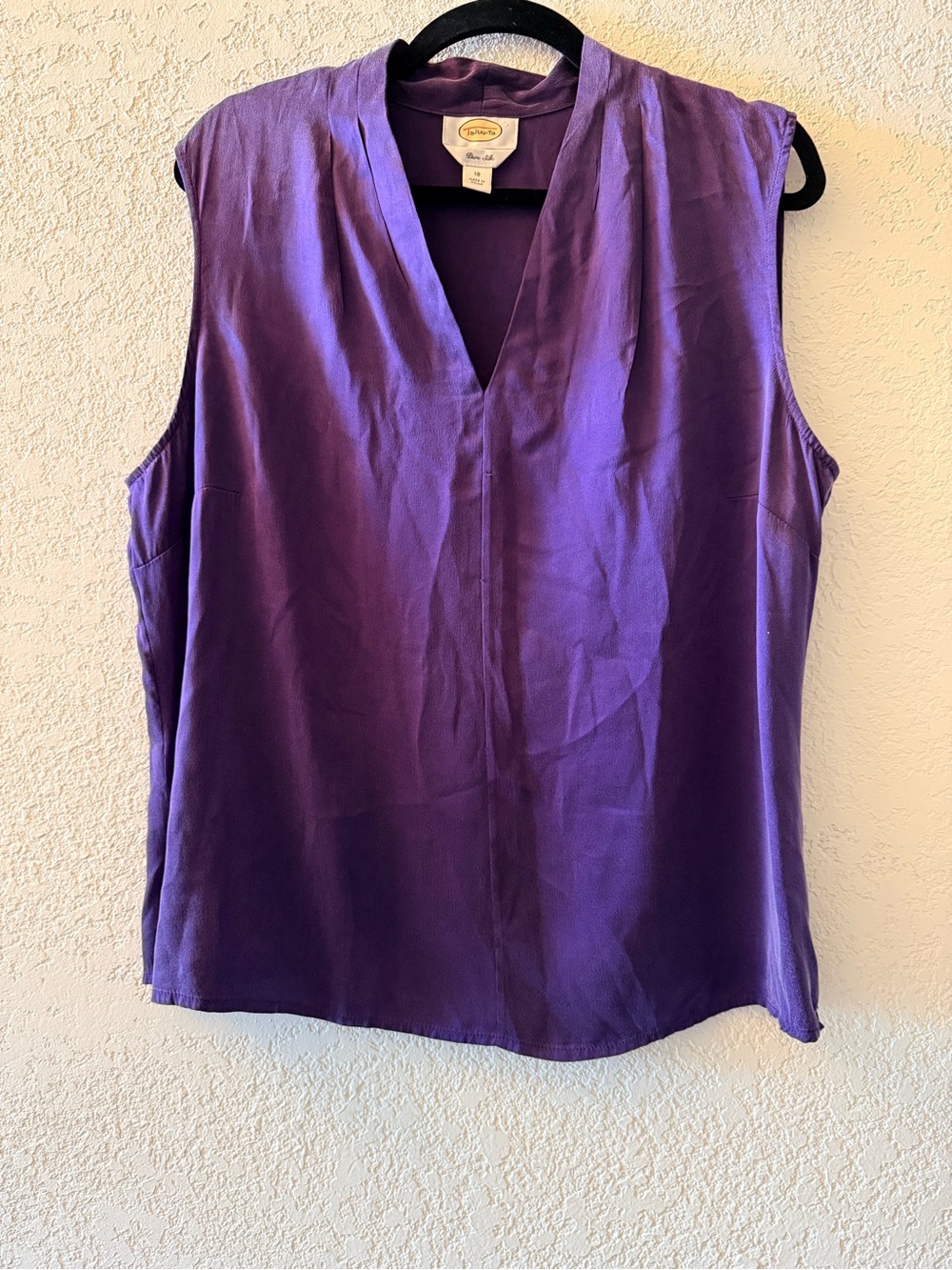 TALBOTS 100% Silk Purple Sleeveless V Neck Casual Blouse Women’s Size 18